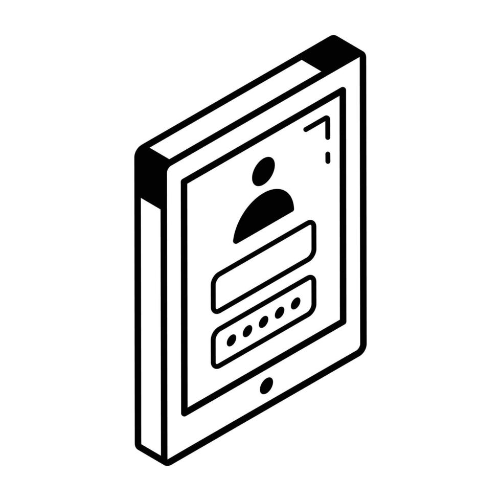 A  password isometric icon in editable format vector