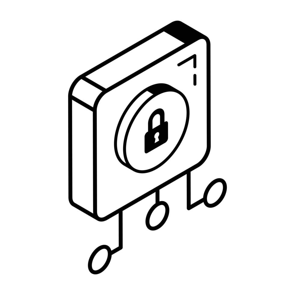 An eye lock isometric line icon download vector
