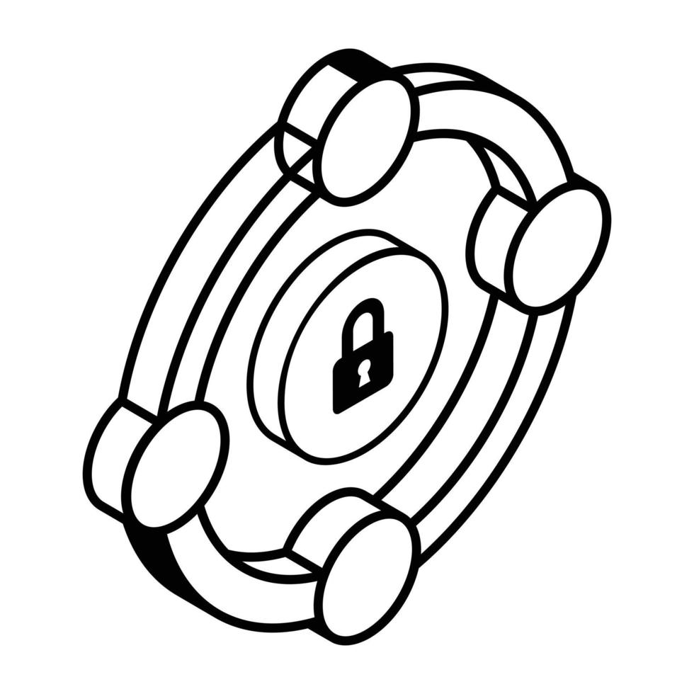 An eye lock isometric line icon download vector