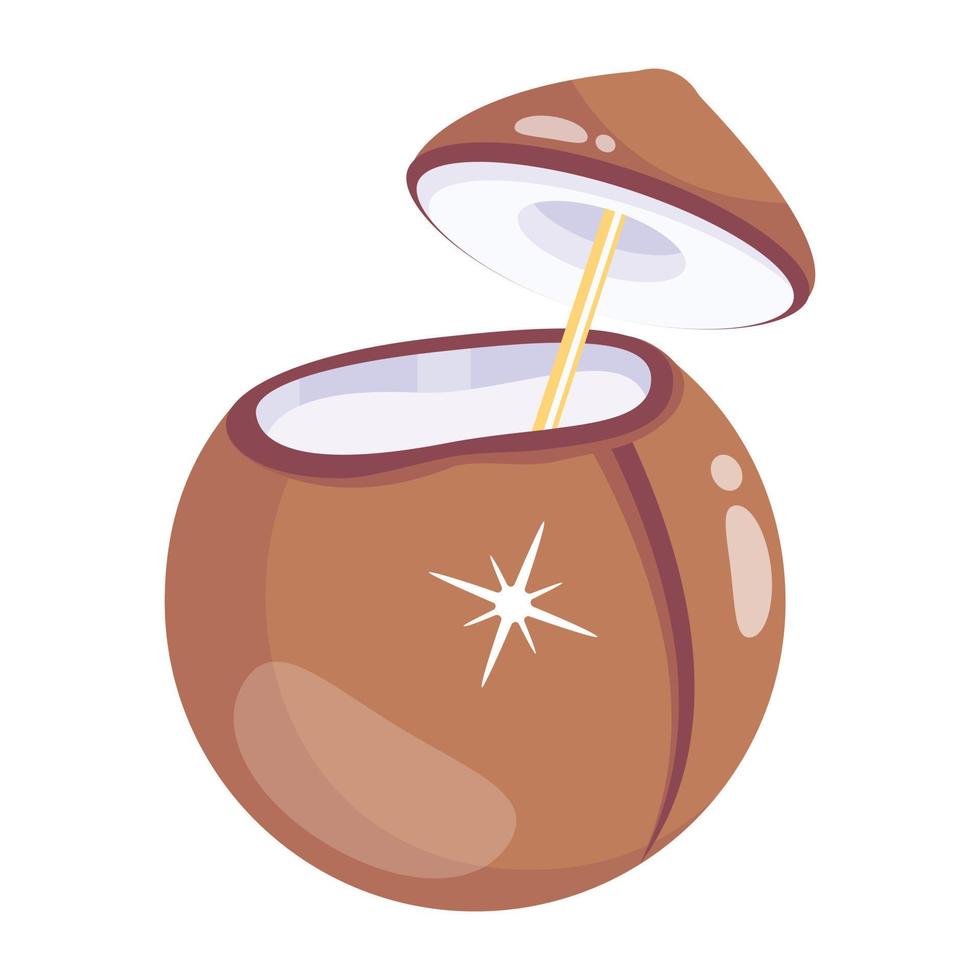 Modern flat icon of coconut drink vector