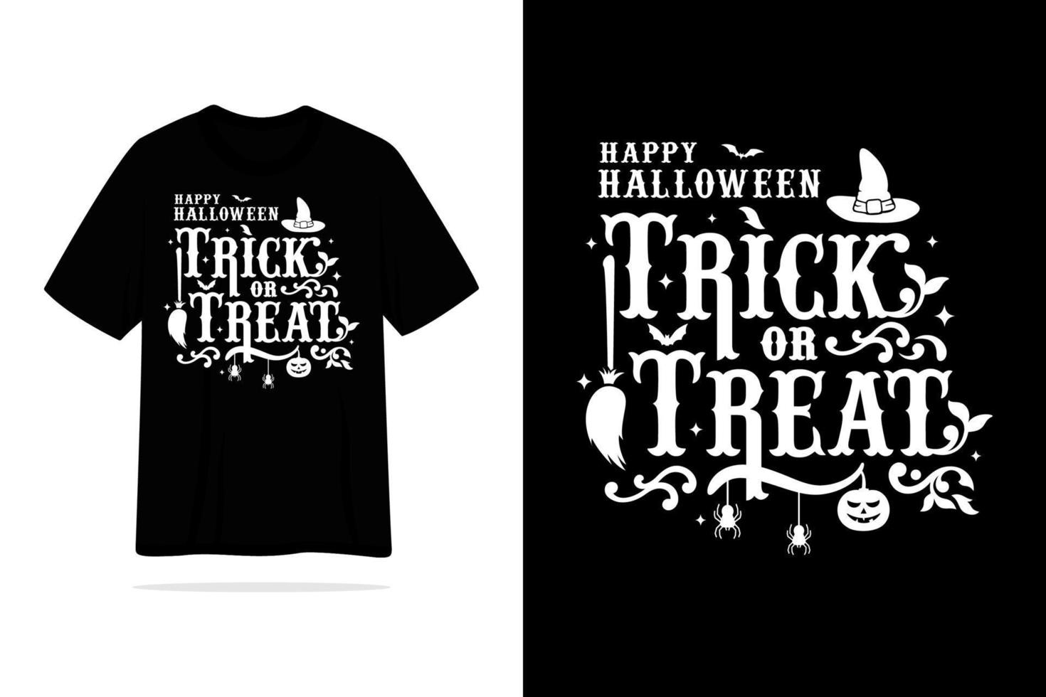 feliz halloween truco o trato ilustración de diseño de camiseta de estilo vintage vector