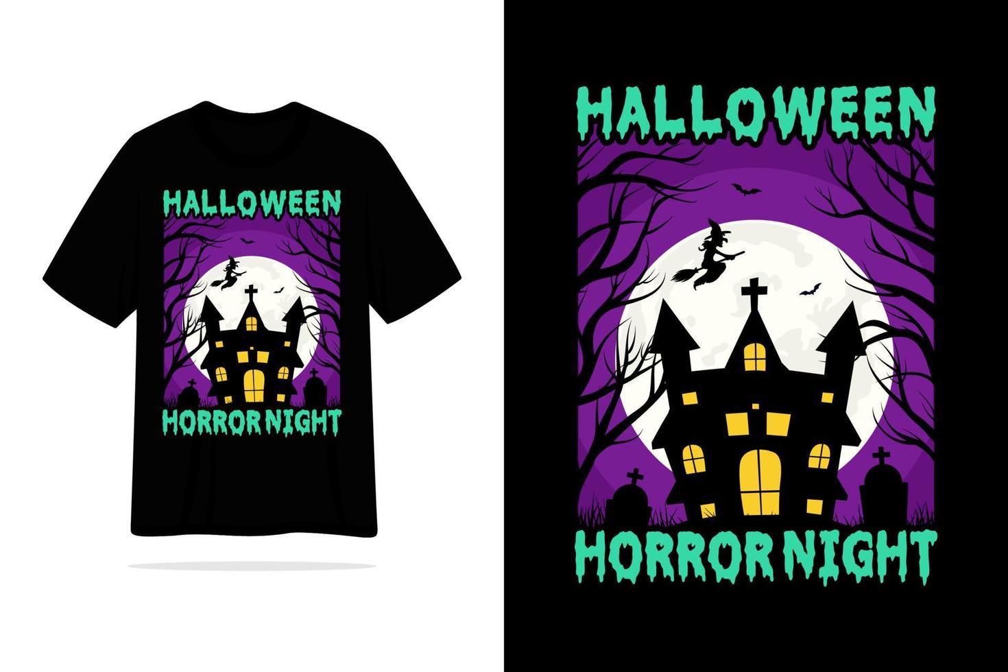 Halloween horror night tshirt design illustration vector