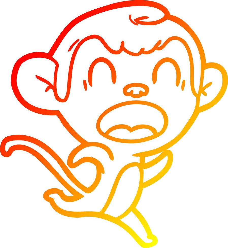 warm gradient line drawing shouting cartoon monkey running vector