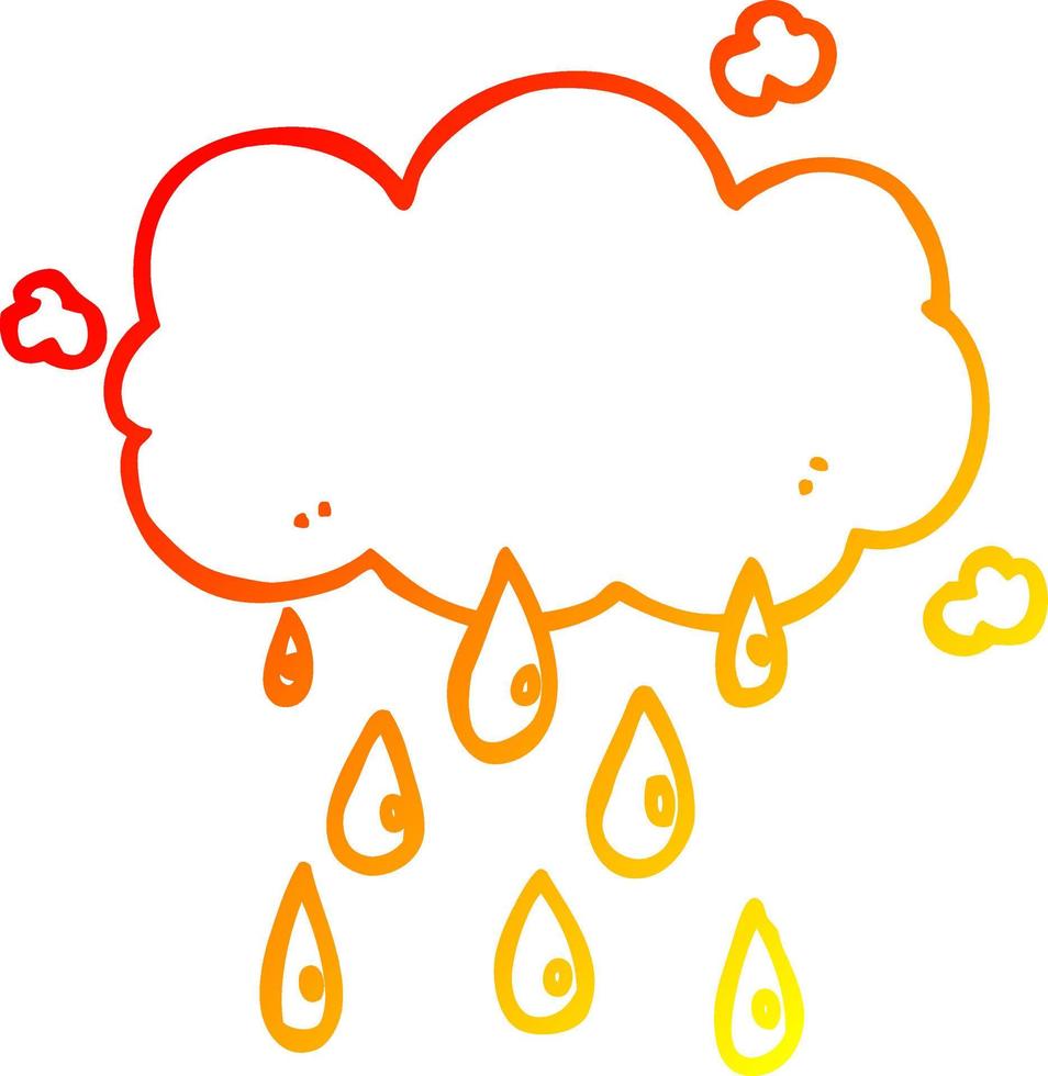 warm gradient line drawing cartoon cloud raining vector