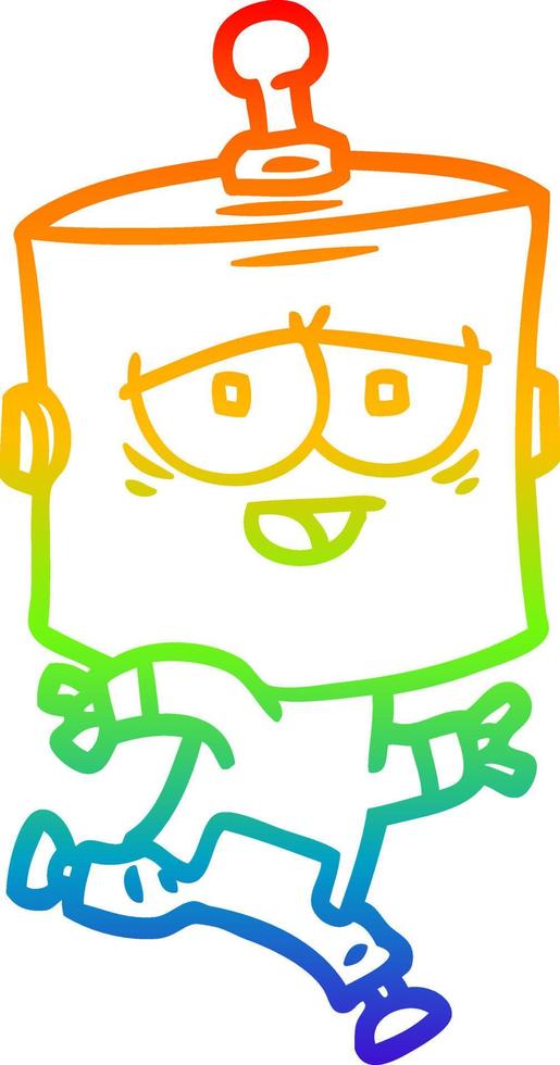 rainbow gradient line drawing cartoon robot vector