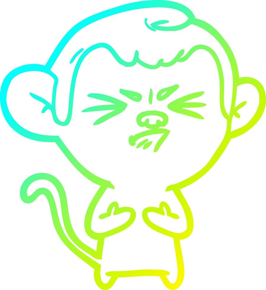 cold gradient line drawing cartoon annoyed monkey vector