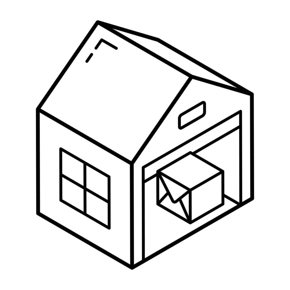 A customizable isometric icon of warehouse vector