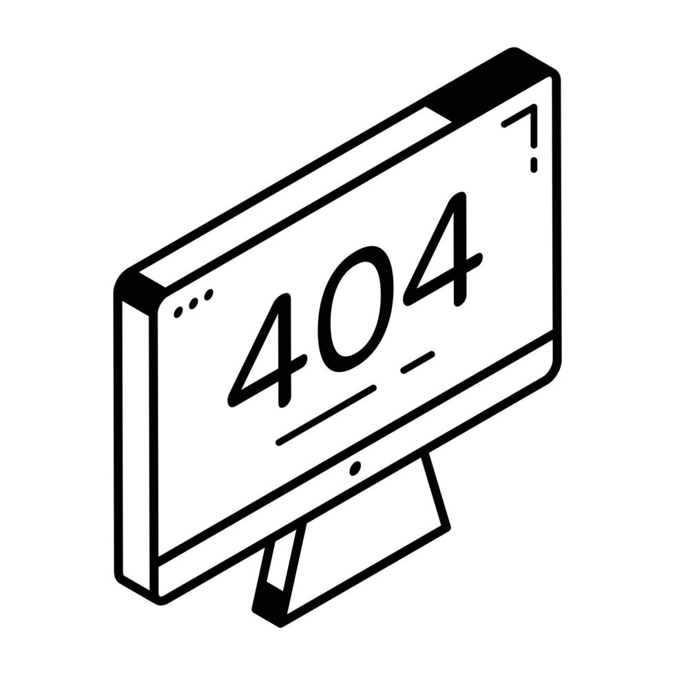 vector isométrico de línea de error cibernético 404