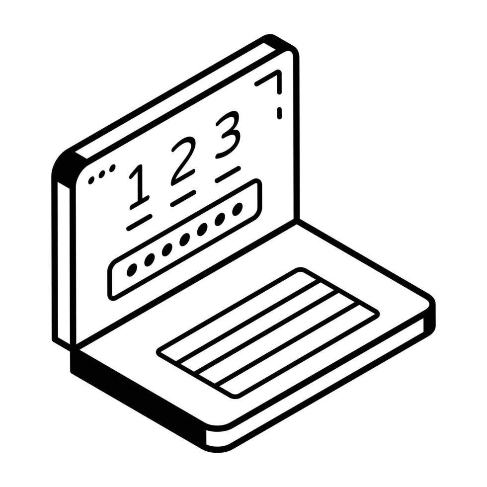 A  password isometric icon in editable format vector