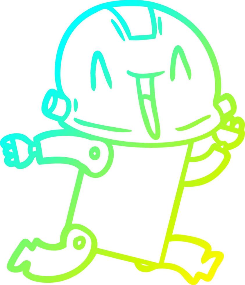cold gradient line drawing cartoon robot vector