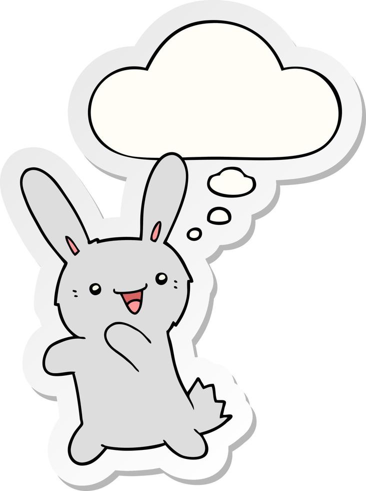 cartoon rabbit and thought bubble as a printed sticker vector