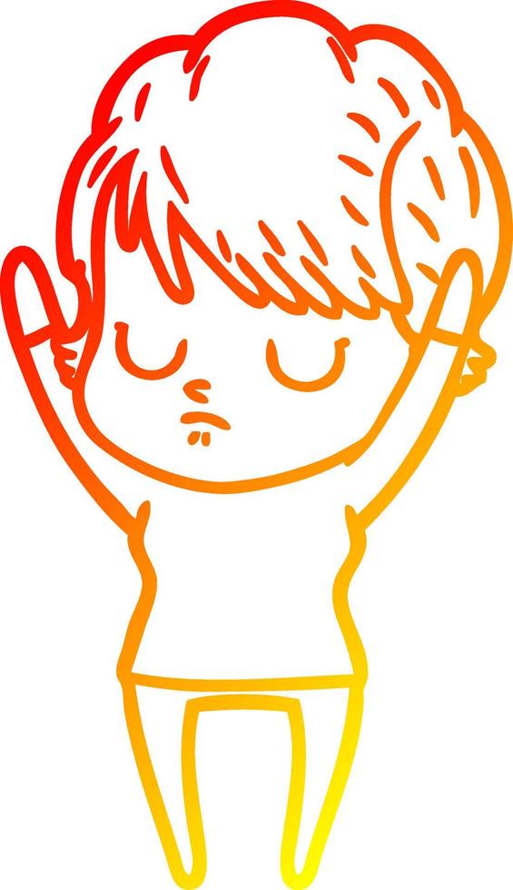warm gradient line drawing cartoon woman vector