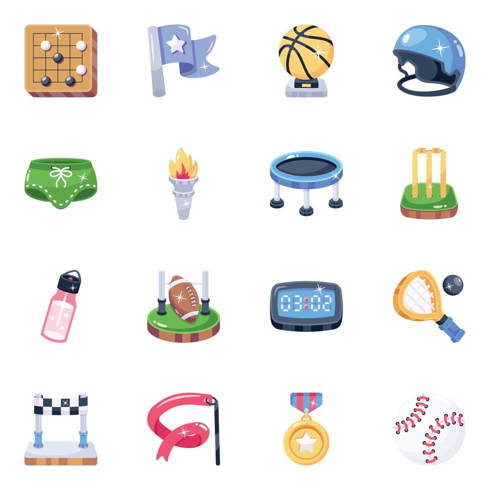 Pack of Games Accessories  Flat Icons vector