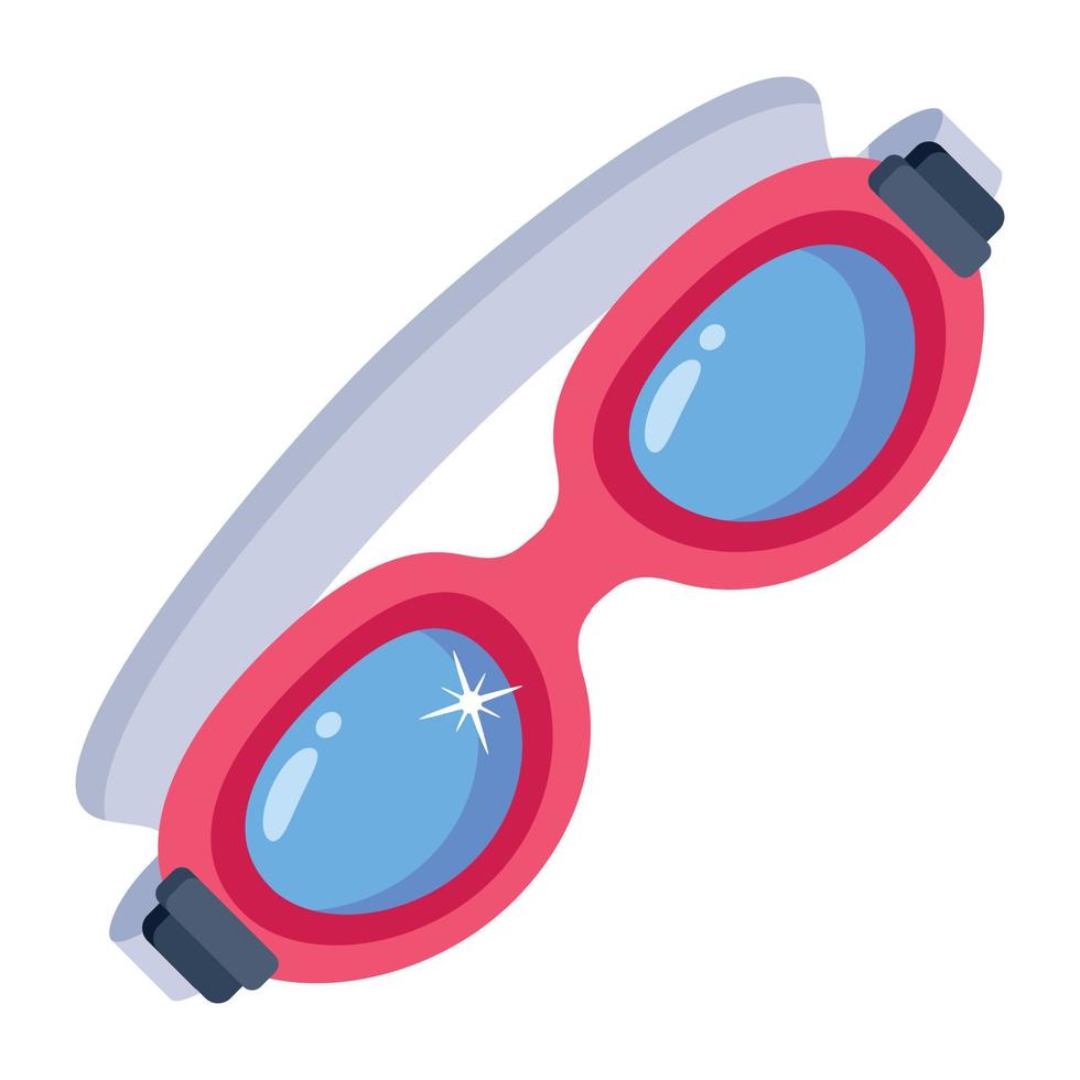 vector de icono plano de moda de gafas de natación