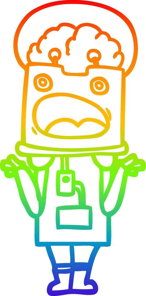 rainbow gradient line drawing cartoon robot vector