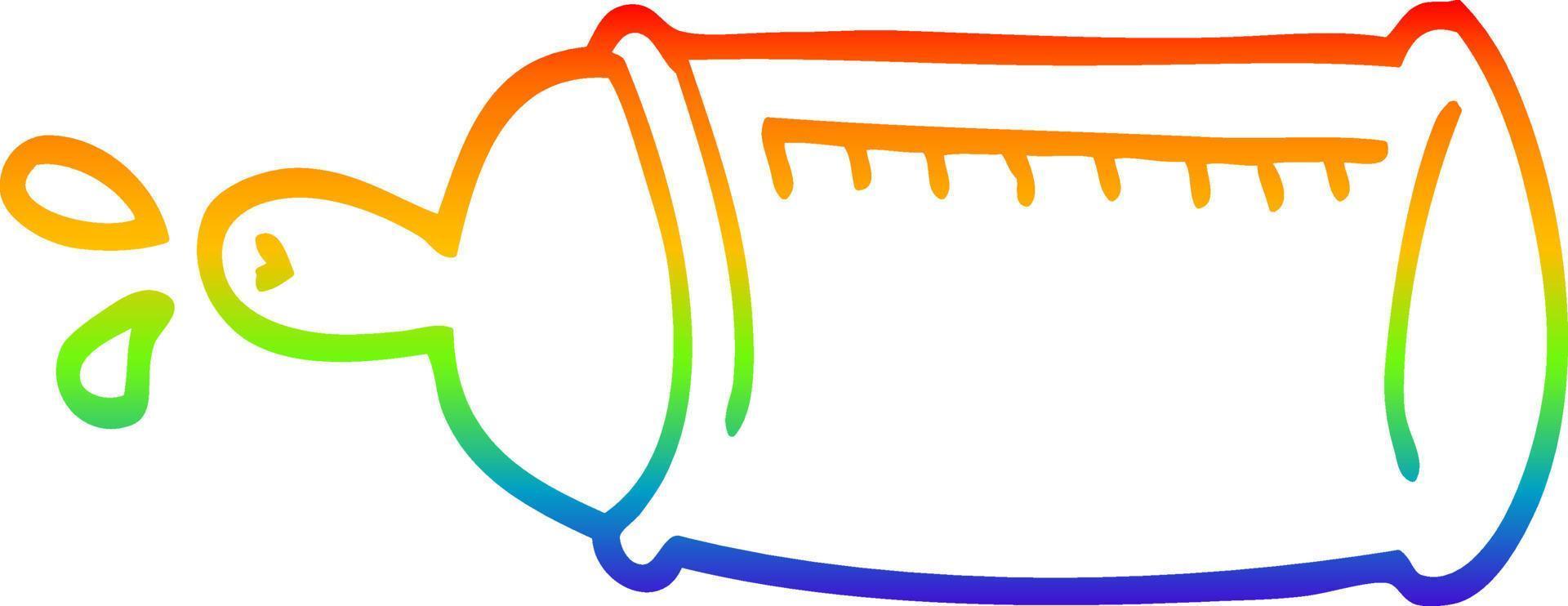rainbow gradient line drawing cartoon baby bottle vector