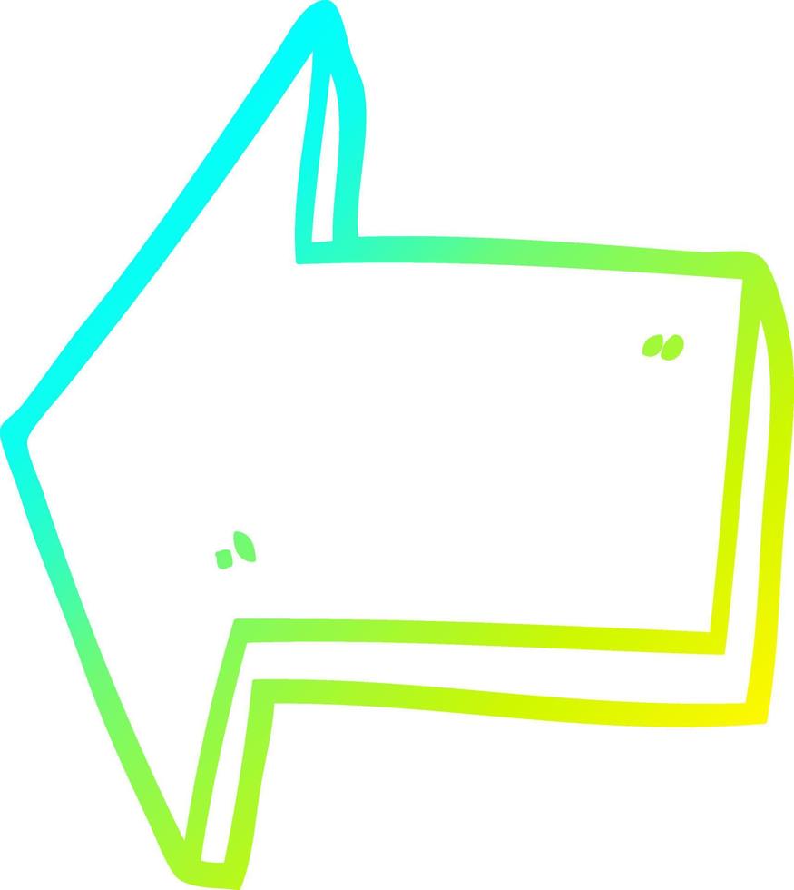 cold gradient line drawing cartoon pointing arrow vector