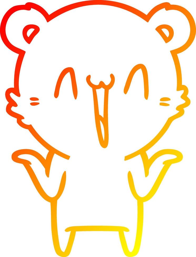 warm gradient line drawing happy bear cartoon vector