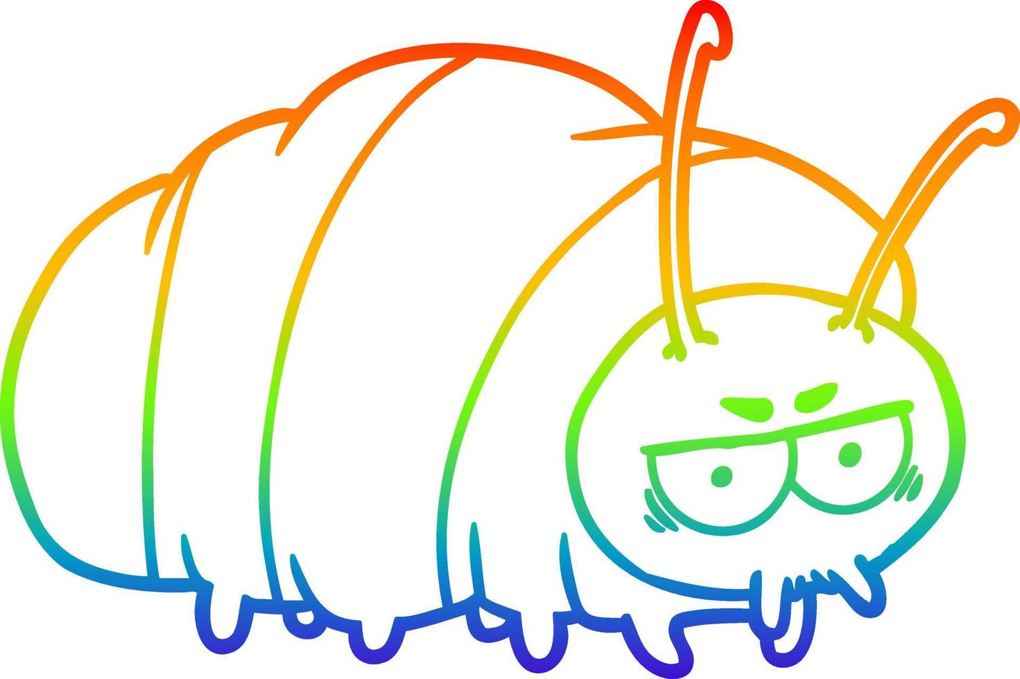 rainbow gradient line drawing cartoon bug vector