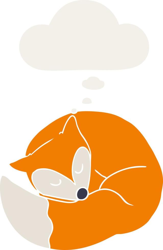 cartoon sleeping fox and thought bubble in retro style vector