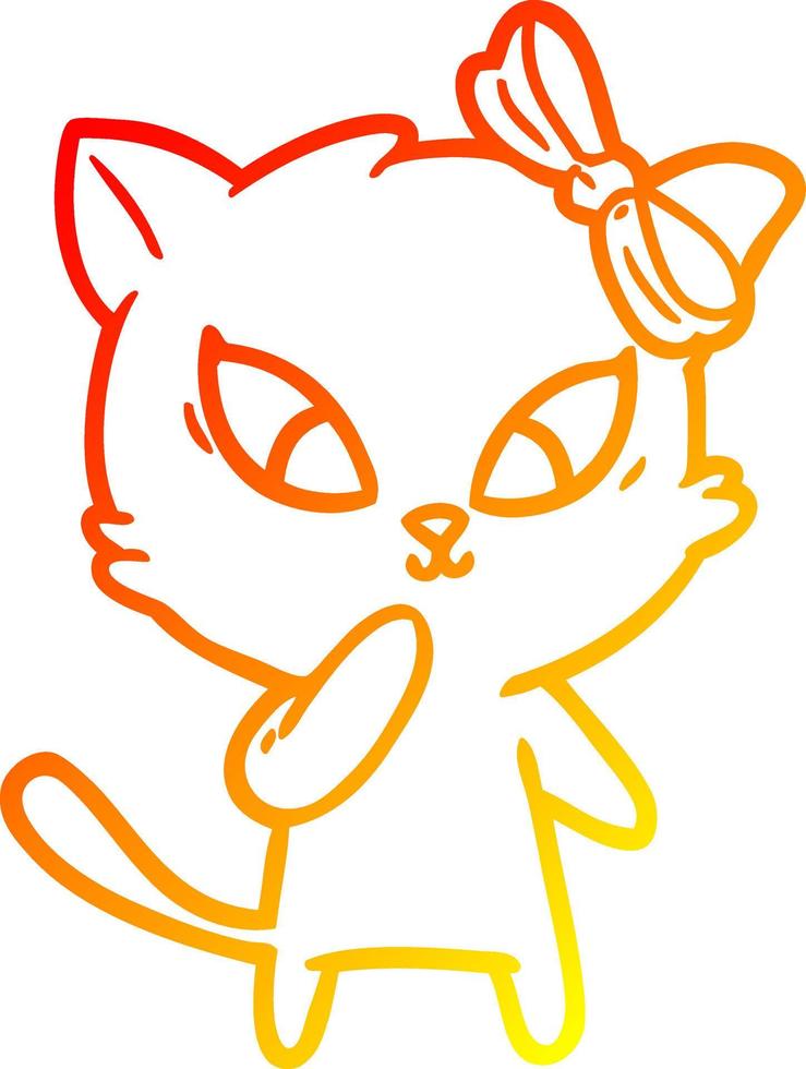 gato de dibujos animados de dibujo de línea de gradiente cálido vector