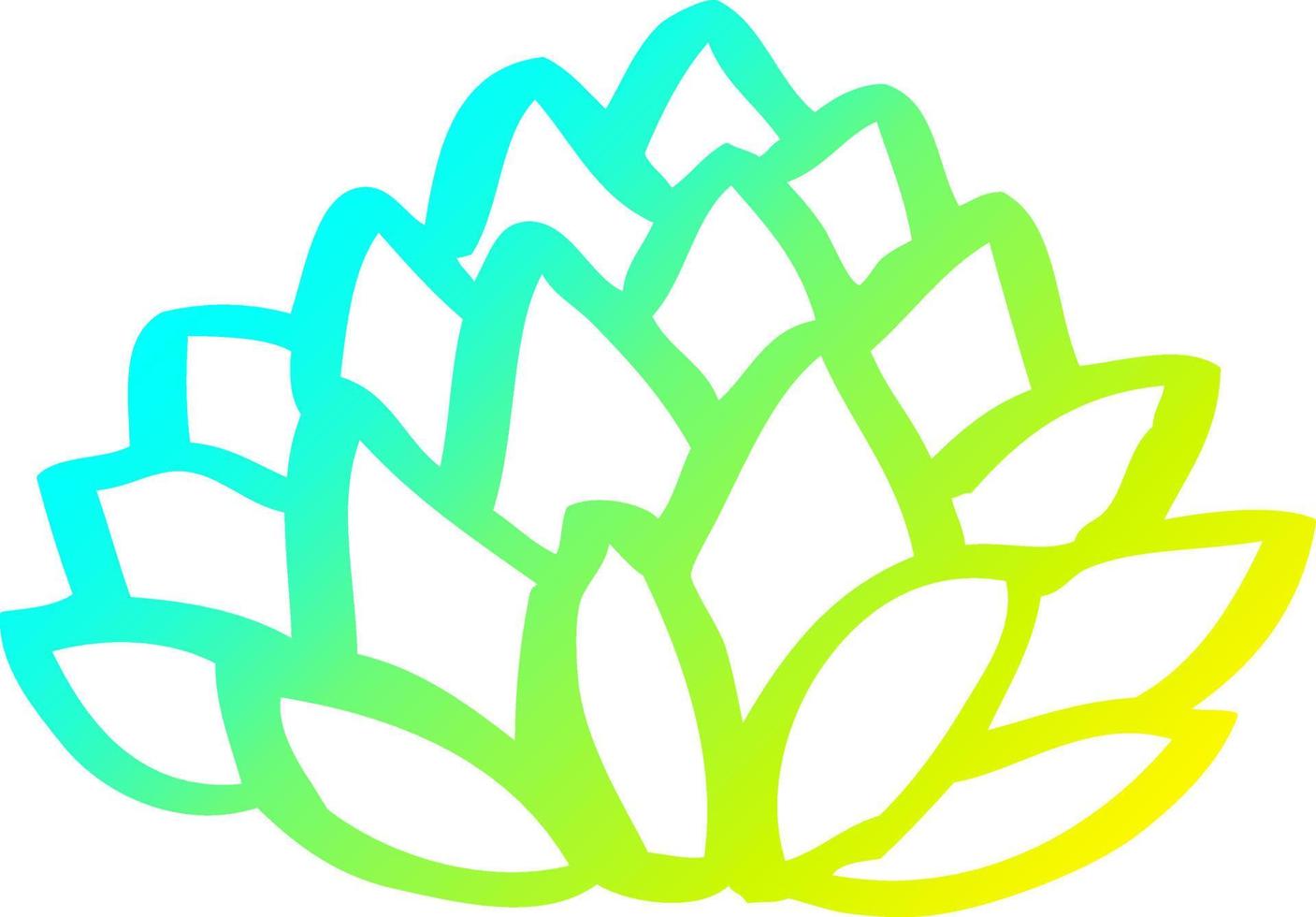 cold gradient line drawing cartoon flowering lotus vector