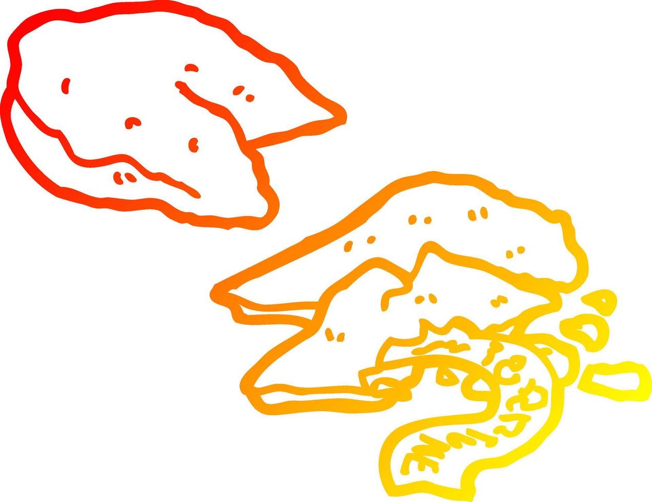 warm gradient line drawing cartoon fortune cookies vector