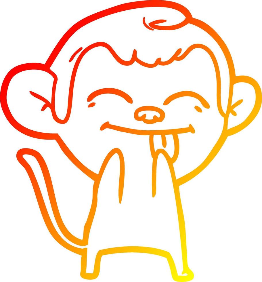 warm gradient line drawing funny cartoon monkey vector