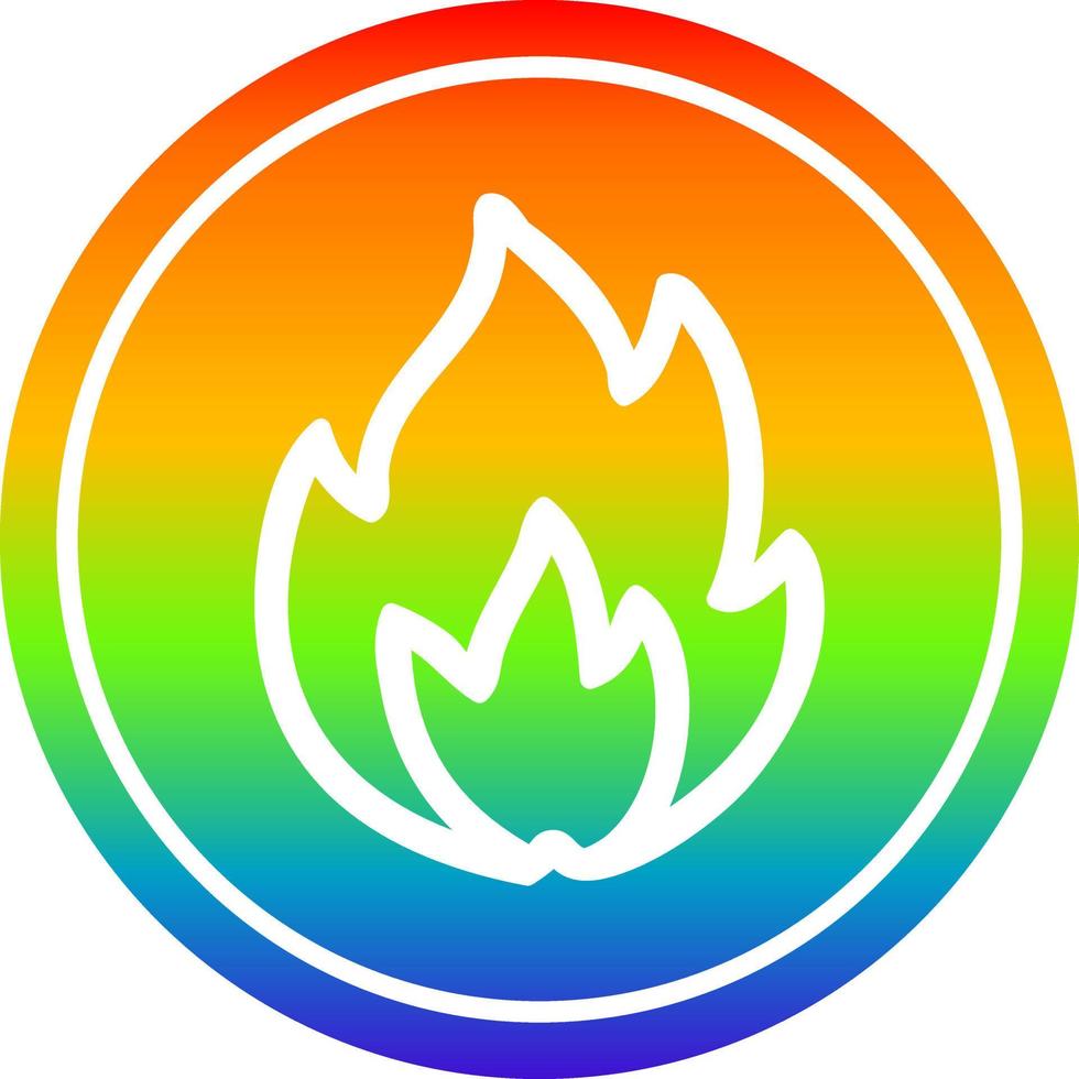 simple flame circular in rainbow spectrum vector