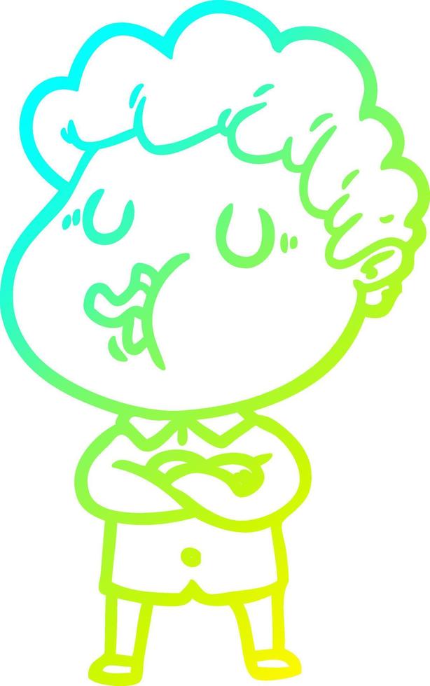 cold gradient line drawing cartoon man singing vector