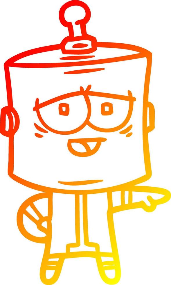 warm gradient line drawing cartoon robot vector