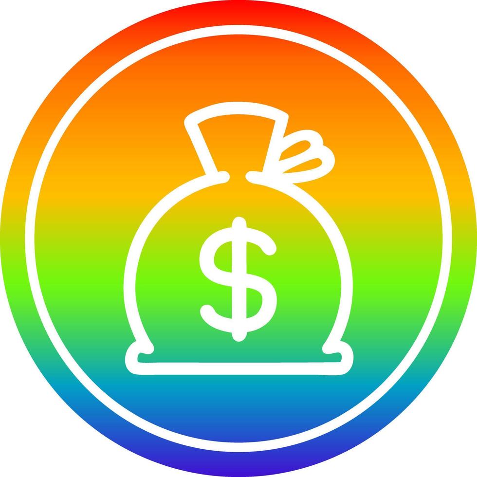 sack of money circular in rainbow spectrum vector
