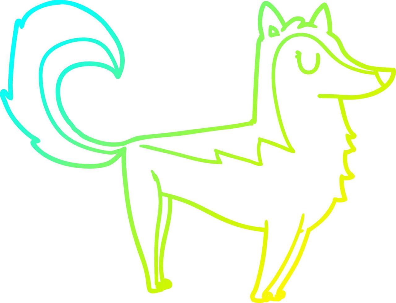 cold gradient line drawing cartoon husky vector