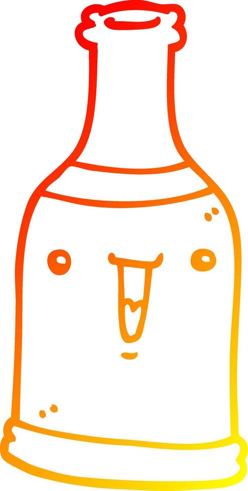 warm gradient line drawing cartoon beer bottle vector