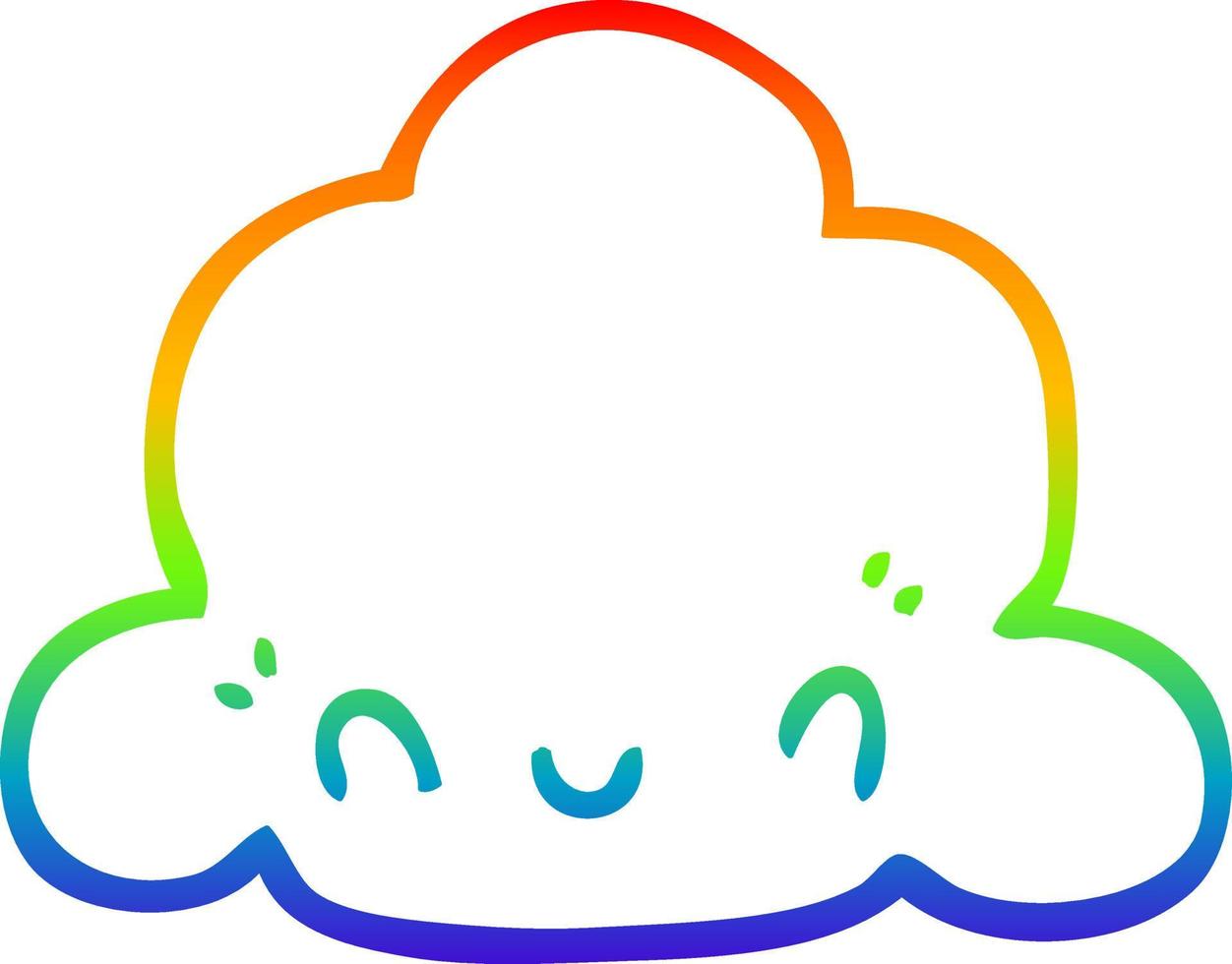 rainbow gradient line drawing cartoon cloud vector