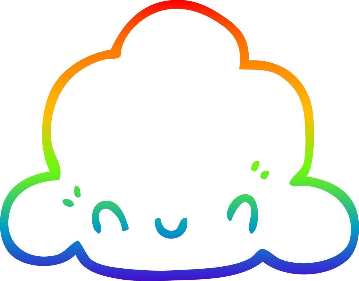 nube de dibujos animados de dibujo de línea de gradiente de arco iris vector