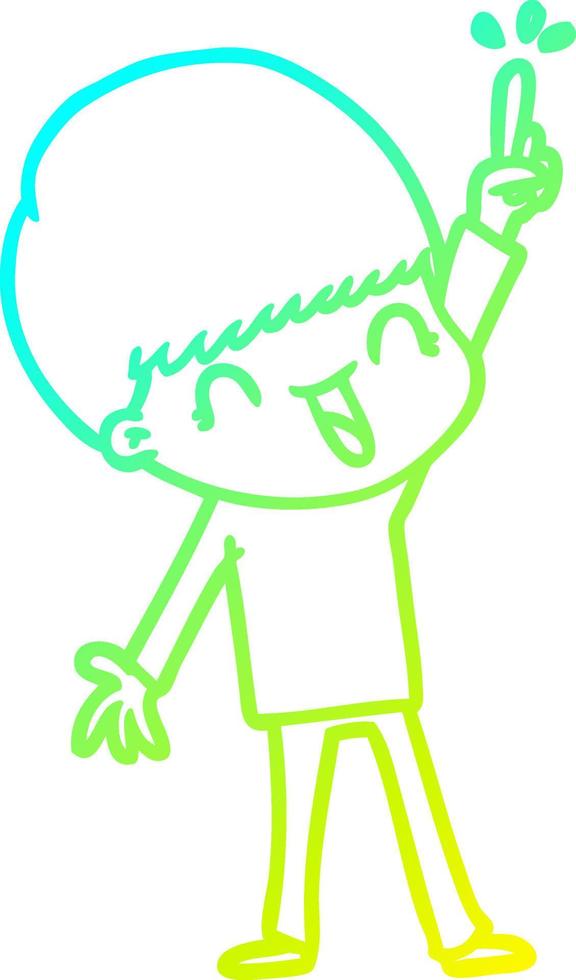 cold gradient line drawing happy cartoon boy vector