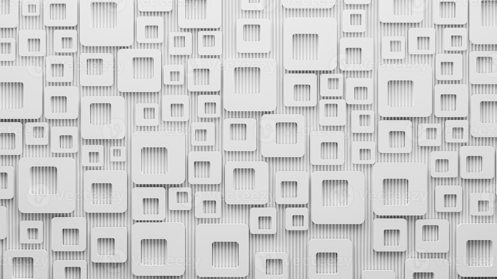 Square white high and low gradients wall uniqueness on background , clean design, 3D Illustration. photo