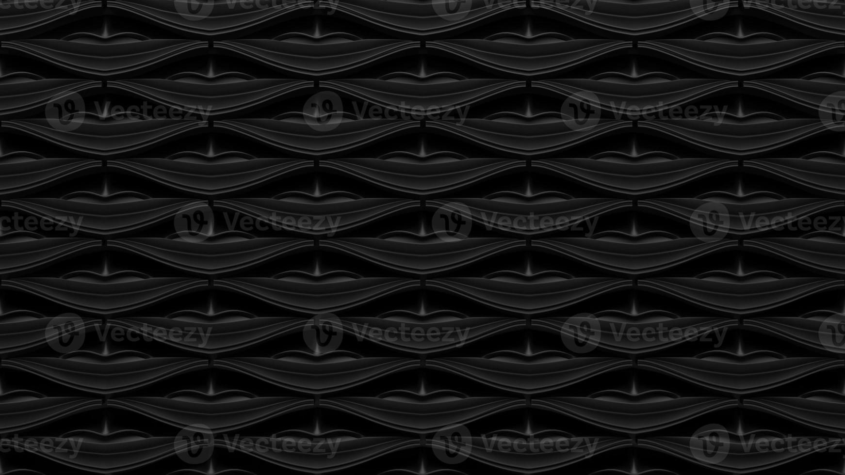 Luxury black high and low gradients wall uniqueness on background , With wavy emboss pattern, 3D Illustration. photo