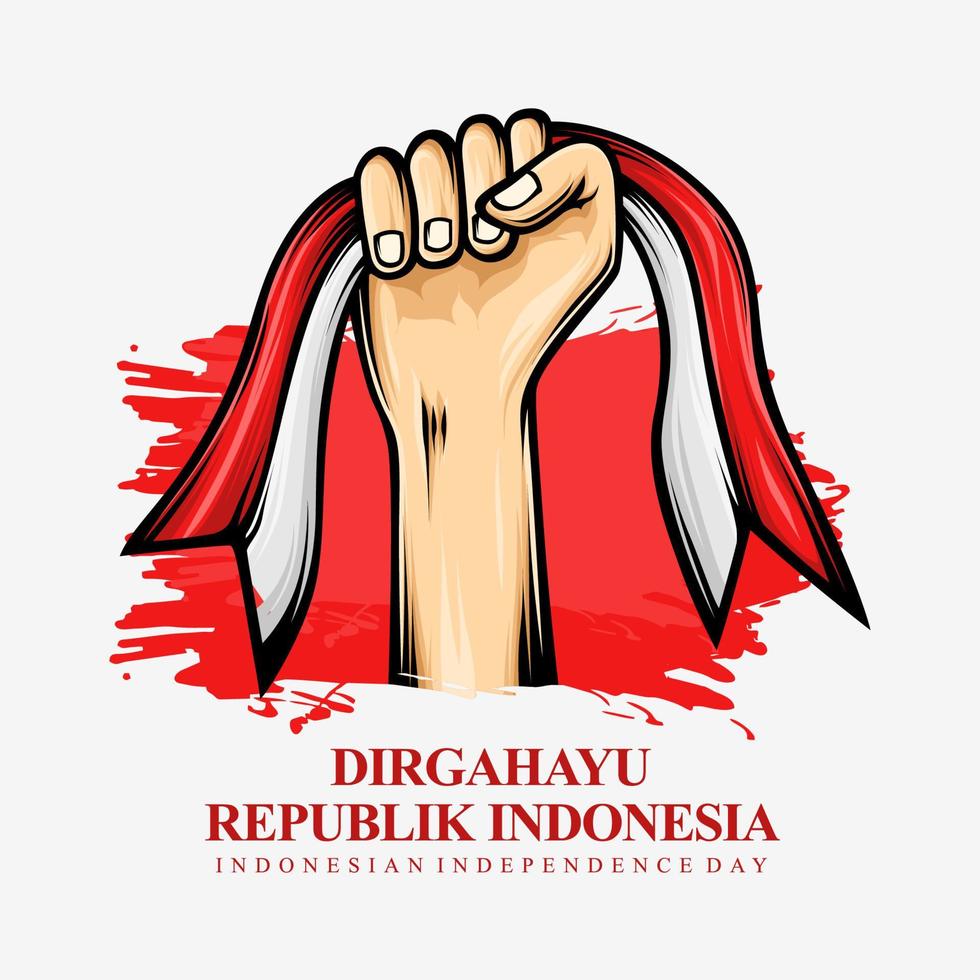 Vector illustration of graphic design with Indonesian independence day background, 77th independence day celebration