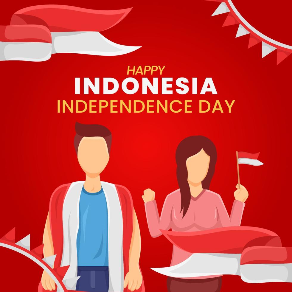 Vector illustration of graphic design with Indonesian independence day background  77th independence day celebration