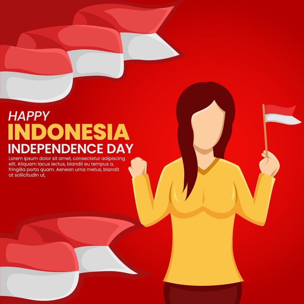 Vector illustration of graphic design with Indonesian independence day background  77th independence day celebration