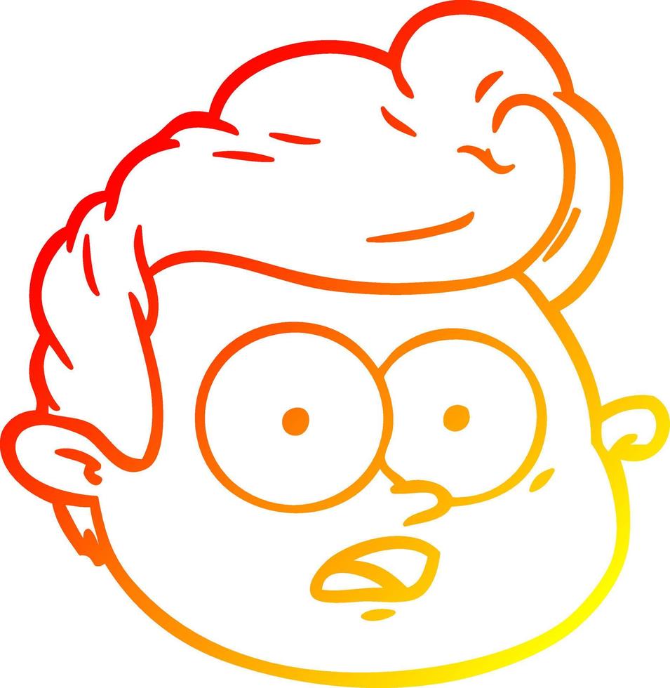 warm gradient line drawing cartoon male face vector