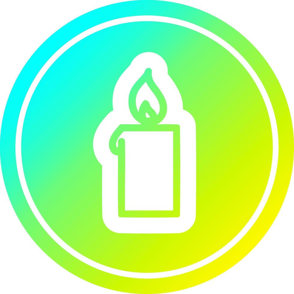 burning candle circular in cold gradient spectrum vector