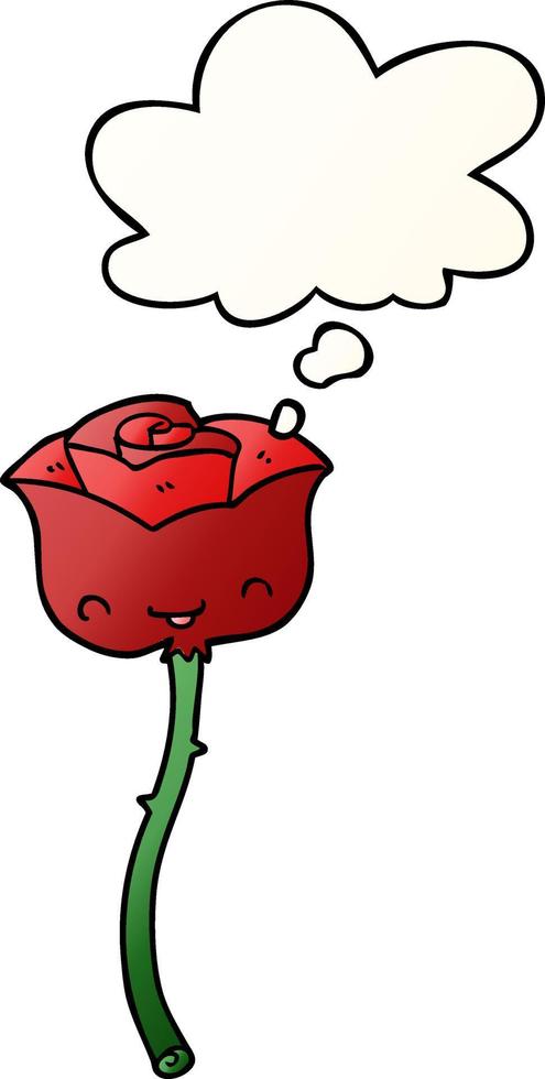 cartoon rose and thought bubble in smooth gradient style vector