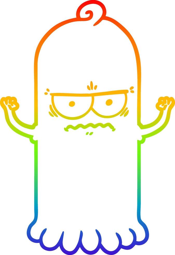 rainbow gradient line drawing cartoon ghost vector