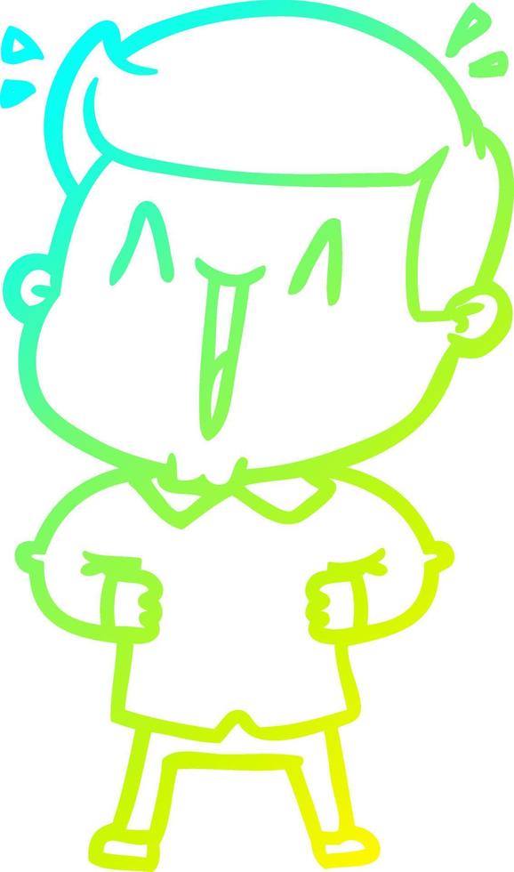cold gradient line drawing cartoon excited man vector