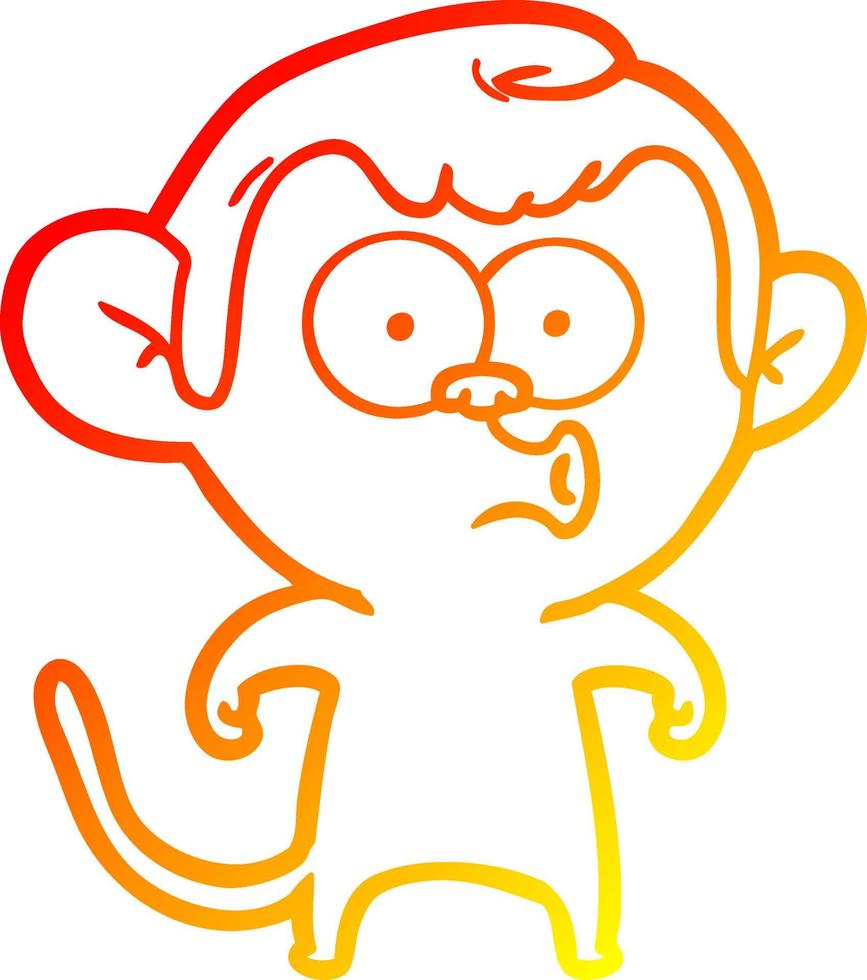 warm gradient line drawing cartoon hooting monkey vector