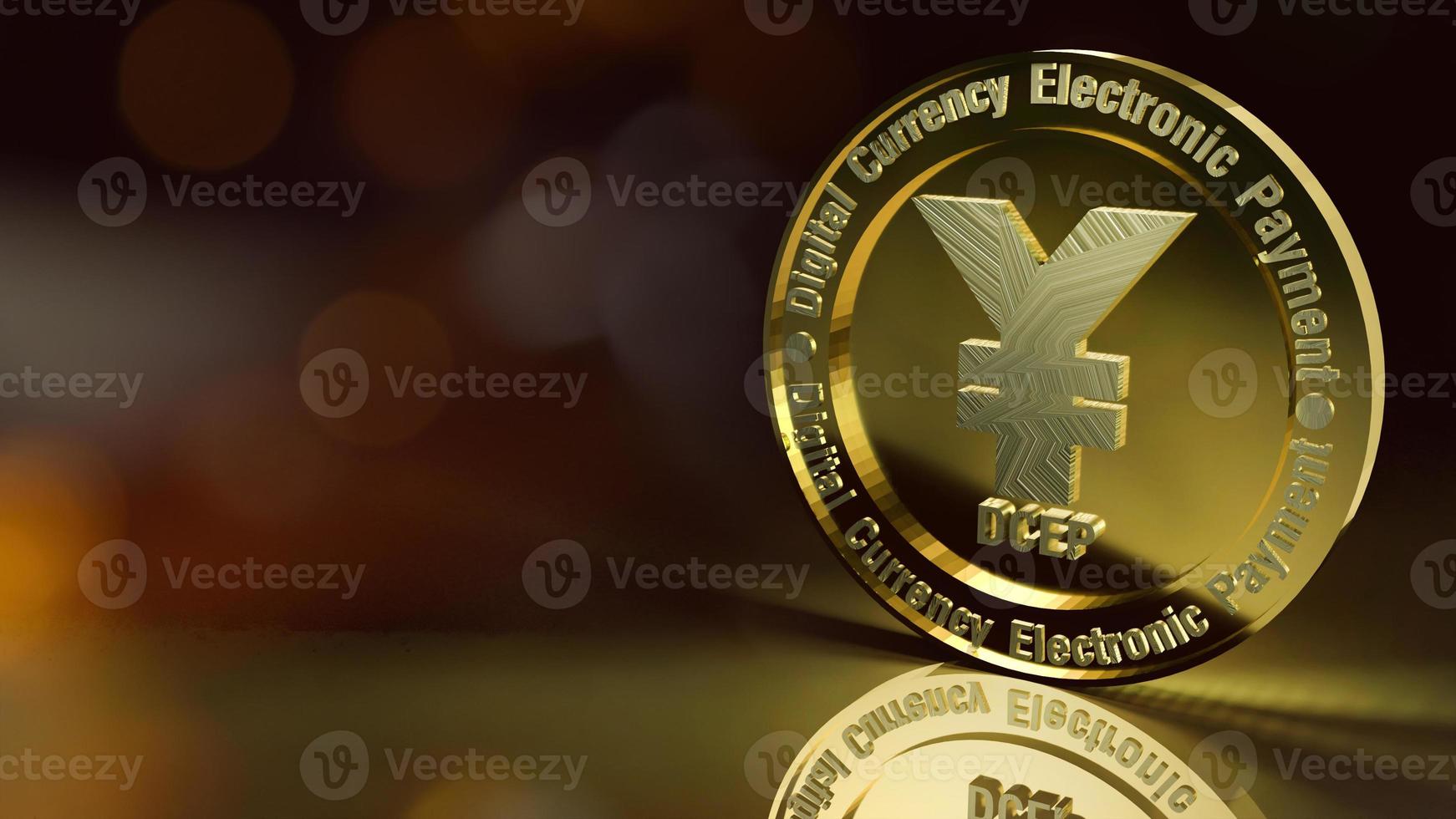 The yuan symbol on gold coins 3d rendering for china Digital Currency photo