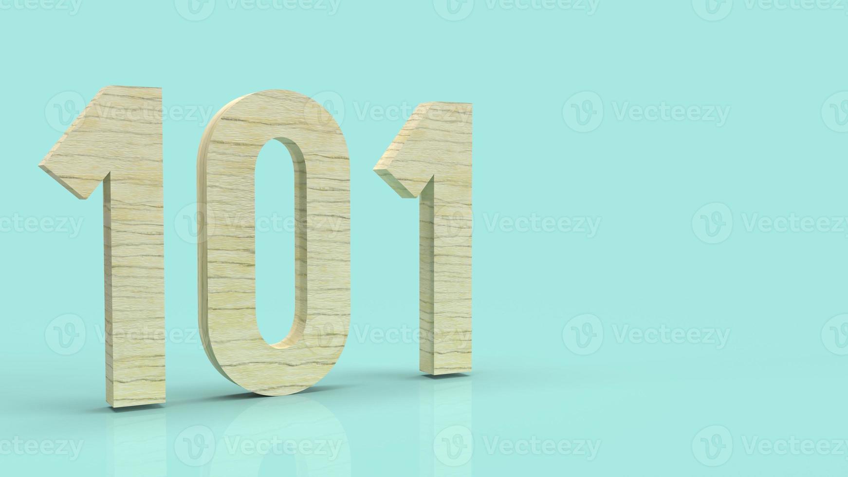 101 wood number 3d rendering on blue background symbol for beginner concept photo